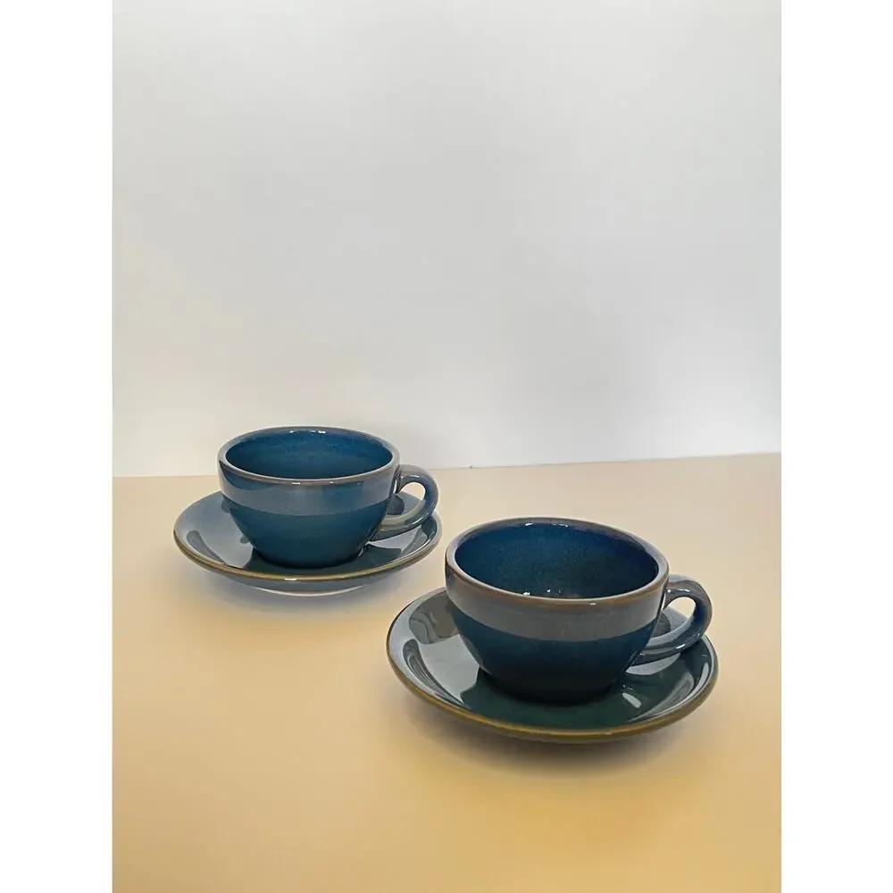 4 PCS Le Tauci Cups & Saucers- Blue
